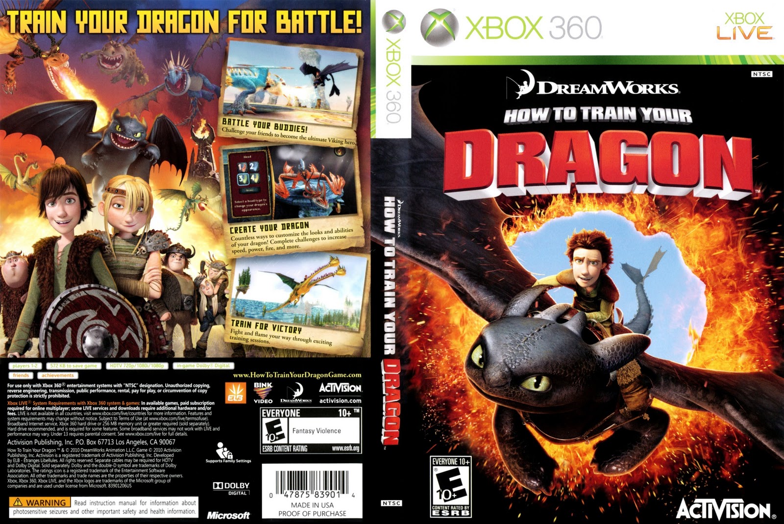 Capa How to Train Your Dragon Xbox 360 Gamecover Capas